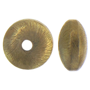 Brass, 9.8mm Width by 9.8mm Length by 5.5mm Height, Textured Fancy Saucer Bali Bead. Quantity per pack: 38 Pieces.