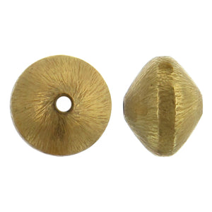 Brass, 9.9mm Width by 9.9mm Length by 7.7mm Height, Textured Fancy Saucer Bali Bead. Quantity per pack: 27 Pieces.