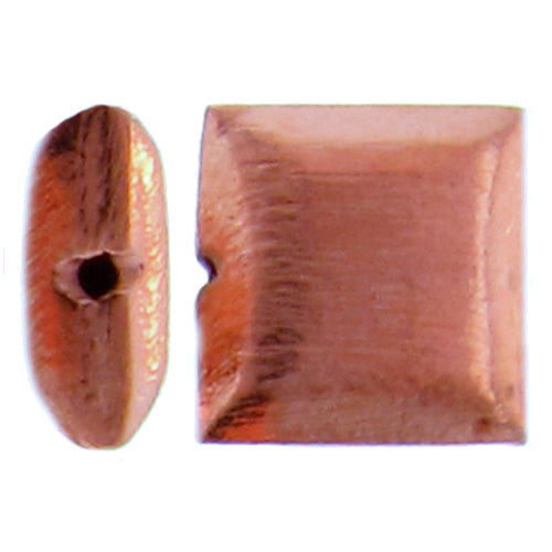 Copper, 12.0mm Width by 5.5mm Length by 12.1mm Height, Textured Square Bali Bead. Quantity per pack: 17 Pieces.