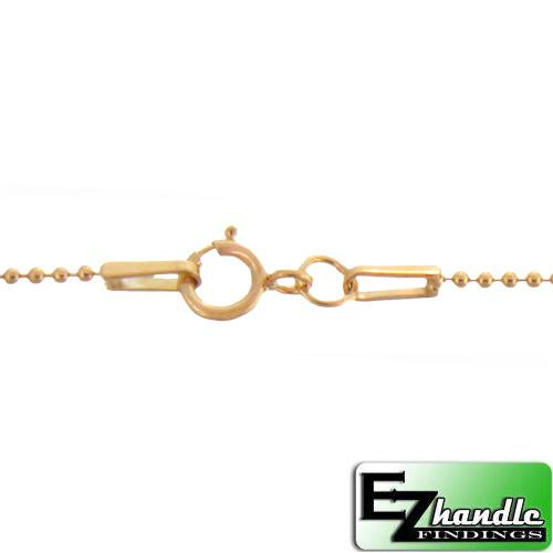 Gold Filled, 1.2mm Width / Length, 16 Inch Regular Round Ball Chain with 5.5mm Width / Length by 1.4mm Thick, Smooth Spring Ring Clasp. Quantity Per Pack: 1 Piece.