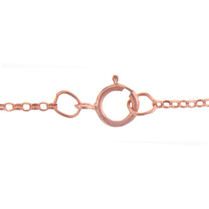 Rose Gold Filled, 1.1mm Width / Length, 16 Inch Flat Regular Rollo Chain with 5.5mm Width / Length by 1.4mm Thick, Smooth Spring Ring Clasp. Quantity Per Pack: 1 Piece.