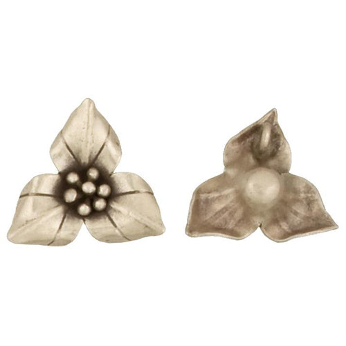 Fine Silver, Hill Tribe, 26.9mm Width by 6.3mm Length by 26.9mm Height, Flower Charm. Quantity Per Pack: 2 Pieces.