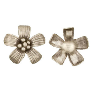 Fine Silver, Hill Tribe, 22.2mm Width by 4.4mm Length by 21.1mm Height, Flower Pendant. Quantity Per Pack: 3 Pieces.