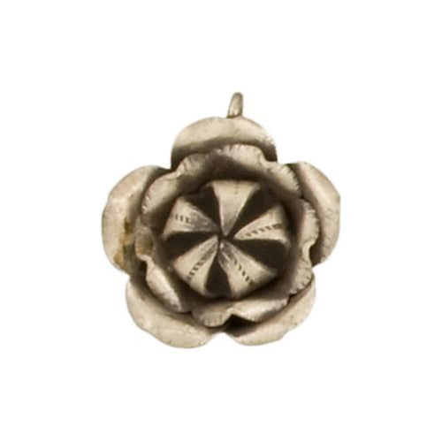 Fine Silver, Hill Tribe, 23.0mm Width by 9.0mm Length by 25.7mm Height, Flower Charm. Quantity Per Pack: 1 Piece.