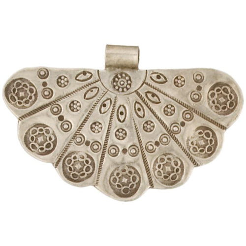 Fine Silver, Hill Tribe, 58.0mm Width by 0.8mm Length by 37.8mm Height, Stamped Fancy Pendant. Quantity Per Pack: 1 Piece.