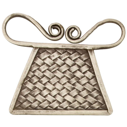 Fine Silver, Hill Tribe, 59.1mm Width by 2.7mm Length by 47.9mm Height, Woven Fancy Pendant. Quantity Per Pack: 1 Piece.