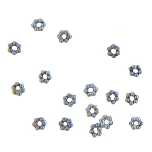 Sterling Silver, 2.0mm Width by 2.0mm Length by 0.8mm Height, Daisy Bali Bead. Quantity per pack: 483 Pieces.