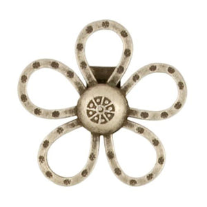 Fine Silver, Hill Tribe, 35.0mm Width by 9.6mm Length by 33.6mm Height, Stamped Flower Pendant. Quantity Per Pack: 1 Piece.