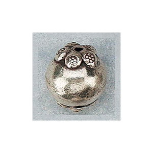 Fine Silver, Hill Tribe Bead, 19.0mm Width by 19.0mm Length by 22.0mm Height, Stamped Round Bead. Quantity per pack: 1 Piece.