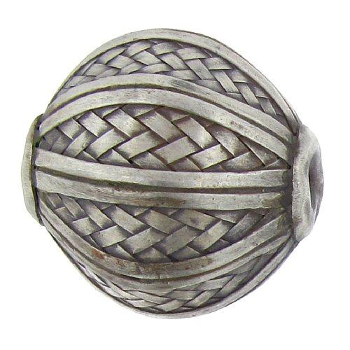 Fine Silver, Hill Tribe Bead, 39.0mm Width by 39.0mm Length by 38.4mm Height, Woven Round Fancy Bead. Quantity per pack: 1 Piece.