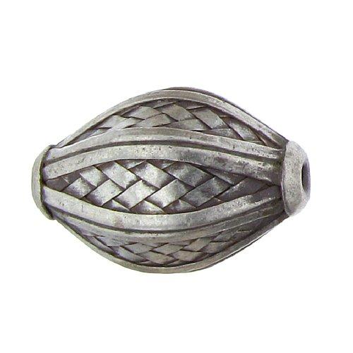 Fine Silver, Hill Tribe Bead, 34.7mm Width by 34.7mm Length by 29.3mm Height, Woven Oval Fancy Bead. Quantity per pack: 1 Piece.