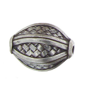 Fine Silver, Hill Tribe Bead, 27.2mm Width by 27.2mm Length by 38.7mm Height, Woven Oval Fancy Bead. Quantity per pack: 1 Piece.