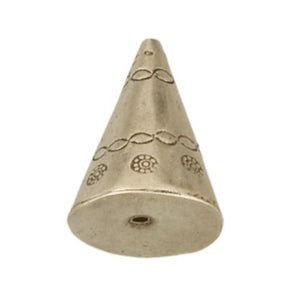 Fine Silver, Hill Tribe Bead, 21.7mm Width by 21.7mm Length by 29.3mm Height, Stamped Cone Bead. Quantity per pack: 1 Piece.