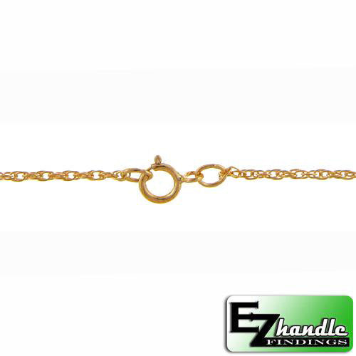 Gold Filled, 1.7mm Width / Length, 18 Inch Round Regular Rope Chain with 5.5mm Width / Length by 1.4mm Thick, Smooth Spring Ring Clasp. Quantity Per Pack: 1 Piece.