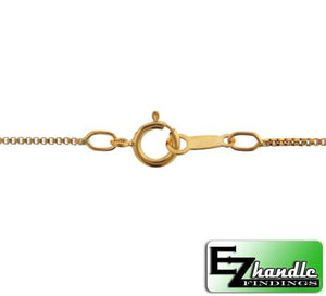 Gold Filled, 0.85mm Width / Length, 16 Inch Regular Square Box Chain with 6.0mm Width / Length by 1.4mm Thick, Smooth Spring Ring Clasp. Quantity Per Pack: 1 Piece.