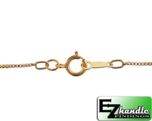 Gold Filled, 0.85mm Width / Length, 20 Inch Regular Square Box Chain with 6.0mm Width / Length by 1.4mm Thick, Smooth Spring Ring Clasp. Quantity Per Pack: 1 Piece.