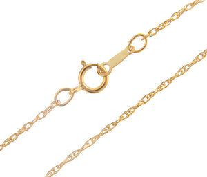 Gold Filled, 1.0mm Width / Length, 18 Inch Round Regular Rope Chain with 5.5mm Width / Length by 1.4mm Thick, Smooth Spring Ring Clasp. Quantity Per Pack: 1 Piece.