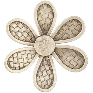 Fine Silver, Hill Tribe, 59.7mm Width by 7.8mm Length by 66.1mm Height, Stamped Woven Flower Pendant. Quantity Per Pack: 1 Piece.