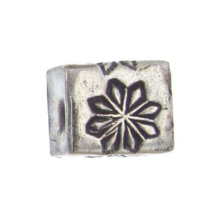 Fine Silver, Hill Tribe Bead, 15.3mm Width by 15.3mm Length by 16.9mm Height, Stamped Square Bead. Quantity per pack: 1 Piece.