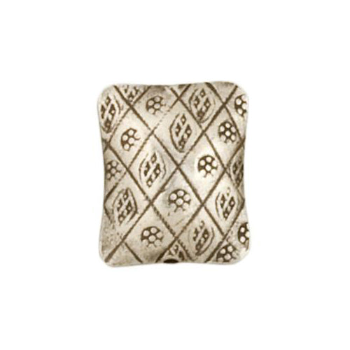 Fine Silver, Hill Tribe Bead, 18.7mm Width by 10.4mm Length by 22.0mm Height, Stamped Puffy Square Bead. Quantity per pack: 2 Pieces.