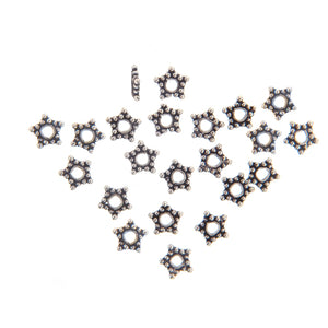 Sterling Silver Oxidized, 5.3mm Width by 1.0mm Thickness, Star Daisy Bali Bead. Quantity per pack: 102 Pieces.