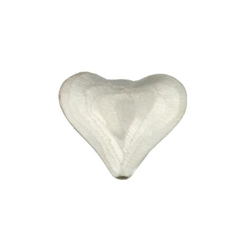 Fine Silver, Hill Tribe Bead, 27.0mm Width by 9.5mm Length by 23.8mm Height, Textured Heart Bead. Quantity per pack: 2 Pieces.