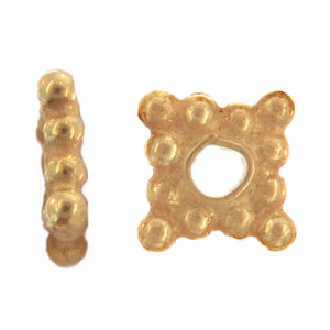 Sterling Silver Gold Plated / Vermeil, 4.2mm Width by 1.1mm Thickness, Square Daisy Bali Bead. Quantity per pack: 194 Pieces.