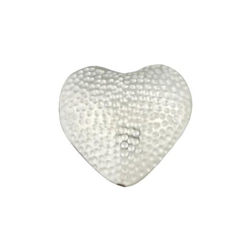 Fine Silver, Hill Tribe Bead, 33.1mm Width by 14.6mm Length by 30.4mm Height, Textured Heart Bead. Quantity per pack: 1 Piece.