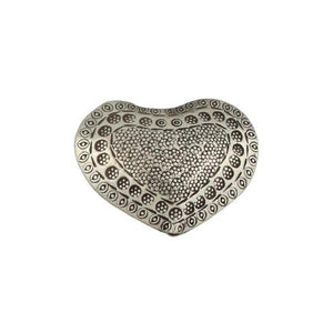 Fine Silver, Hill Tribe Bead, 42.5mm Width by 15.0mm Length by 33.4mm Height, Stamped Heart Bead. Quantity per pack: 1 Piece.