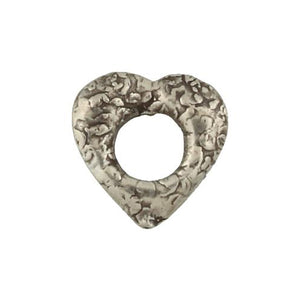 Fine Silver, Hill Tribe Bead, 28.7mm Width by 7.1mm Length by 27.8mm Height, Textured Heart Bead With 13.4mm Opening. Quantity per pack: 1 Piece.