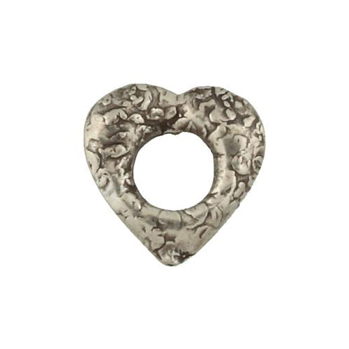 Fine Silver, Hill Tribe Bead, 28.7mm Width by 7.1mm Length by 27.8mm Height, Textured Heart Bead With 13.4mm Opening. Quantity per pack: 1 Piece.