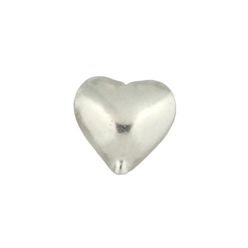 Fine Silver, Hill Tribe Bead, 13.2mm Width by 7.1mm Length by 12.6mm Height, Heart Bead. Quantity per pack: 5 Pieces.