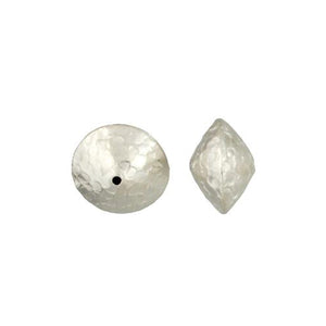 Fine Silver, Hill Tribe Bead, 23.1mm Width by 23.1mm Length by 14.6mm Height, Hammered Saucer Bead. Quantity per pack: 1 Piece.