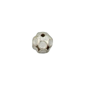 Fine Silver, Hill Tribe Bead, 10.9mm Width by 10.9mm Length by 11.5mm Height, Stamped Round Bead. Quantity per pack: 5 Pieces.