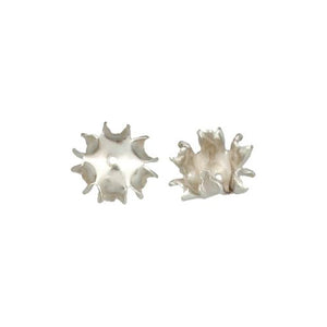 Fine Silver, Hill Tribe Bead, 16.7mm Width by 16.7mm Length by 9.3mm Height, Fancy Bead Cap. Quantity per pack: 6 Pieces.