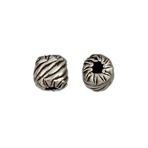 Fine Silver, Hill Tribe Bead, 10.0mm Width by 10.0mm Length by 10.5mm Height, Fancy Cylinder Bead. Quantity per pack: 3 Pieces.