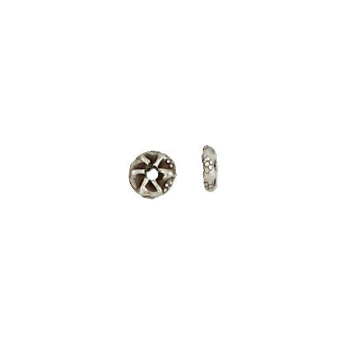 Fine Silver, Hill Tribe Bead, 6.1mm Width by 6.1mm Length by 1.8mm Height, Stamped Fancy Round Bead. Quantity per pack: 45 Pieces.