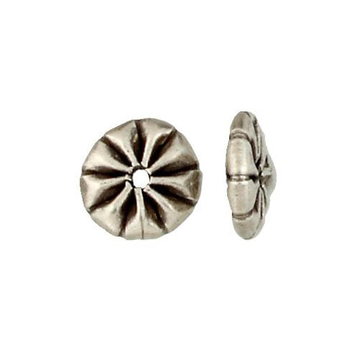 Fine Silver, Hill Tribe Bead, 14.7mm Width by 14.7mm Length by 4.1mm Height, Fancy Round Bead. Quantity per pack: 3 Pieces.