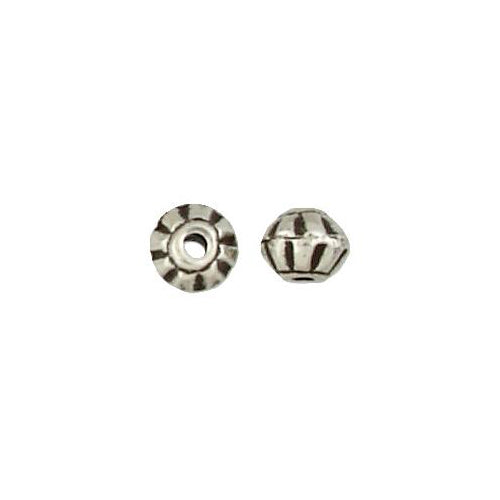 Fine Silver, Hill Tribe Bead, 8.1mm Width by 8.1mm Length by 6.6mm Height, Stamped Fancy Round Bead. Quantity per pack: 10 Pieces.