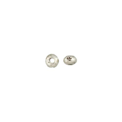 Fine Silver, Hill Tribe Bead, 5.0mm Width by 5.0mm Length by 3.4mm Height, Stamped Fancy Roundel Bead. Quantity per pack: 25 Pieces.