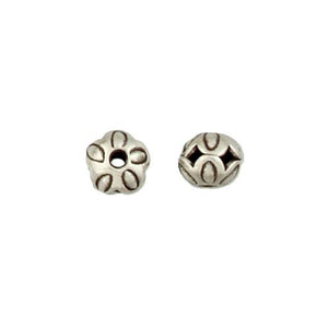 Fine Silver, Hill Tribe Bead, 8.8mm Width by 8.8mm Length by 8.8mm Height, Stamped Fancy Round Bead. Quantity per pack: 7 Pieces.