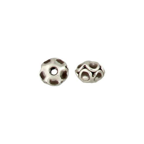 Fine Silver, Hill Tribe Bead, 9.2mm Width by 9.2mm Length by 8.5mm Height, Stamped Fancy Round Bead. Quantity per pack: 8 Pieces.