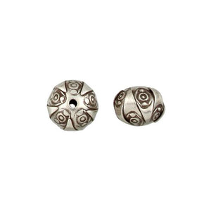 Fine Silver, Hill Tribe Bead, 13.8mm Width by 13.8mm Length by 11.6mm Height, Stamped Origami Bead. Quantity per pack: 3 Pieces.