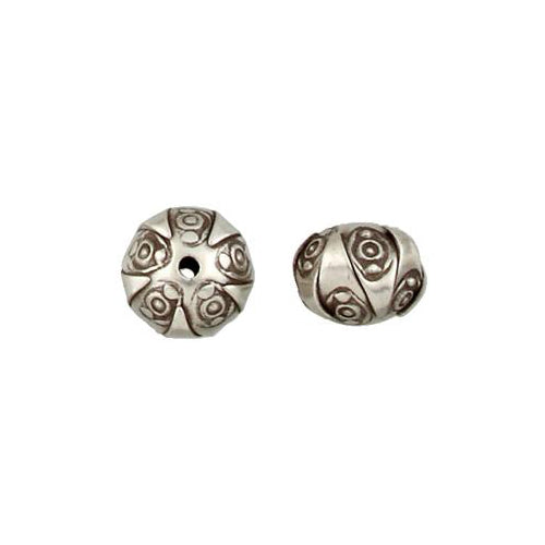 Fine Silver, Hill Tribe Bead, 13.8mm Width by 13.8mm Length by 11.6mm Height, Stamped Origami Bead. Quantity per pack: 3 Pieces.