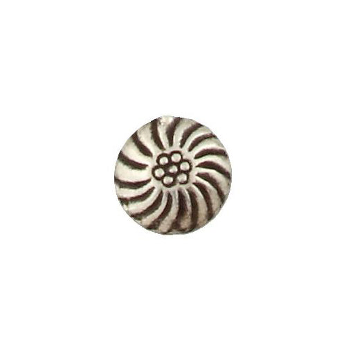 Fine Silver, Hill Tribe Bead, 14.0mm Width by 5.8mm Length by 14.0mm Height, Stamped Round Bead. Quantity per pack: 4 Pieces.