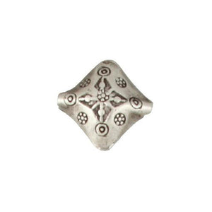 Fine Silver, Hill Tribe Bead, 19.4mm Width by 8.8mm Length by 19.5mm Height, Stamped Puffy Square Bead. Quantity per pack: 2 Pieces.