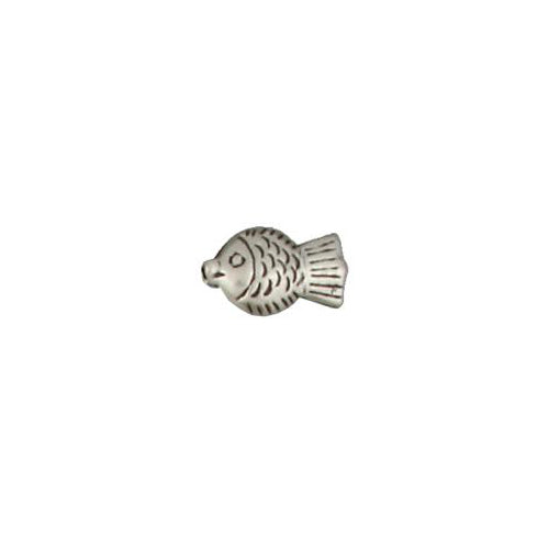 Fine Silver, Hill Tribe Bead, 8.8mm Width by 5.6mm Length by 15.6mm Height, Stamped Fish Animal Bead. Quantity per pack: 10 Pieces.