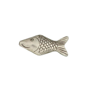 Fine Silver, Hill Tribe Bead, 16.0mm Width by 8.4mm Length by 37.1mm Height, Stamped Fish Animal Bead. Quantity per pack: 1 Piece.