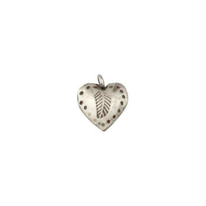 Fine Silver, Hill Tribe, 14.3mm Width by 6.3mm Length by 15.9mm Height, Stamped Heart Charm. Quantity Per Pack: 5 Pieces.