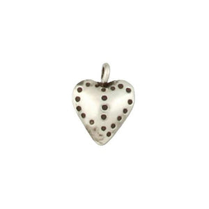 Fine Silver, Hill Tribe, 12.6mm Width by 5.3mm Length by 16.3mm Height, Stamped Heart Charm. Quantity Per Pack: 4 Pieces.